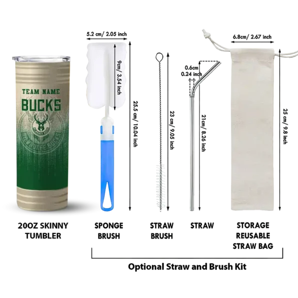 customized milwaukee bucks swirl texture green skinny tumbler new arrival.webp