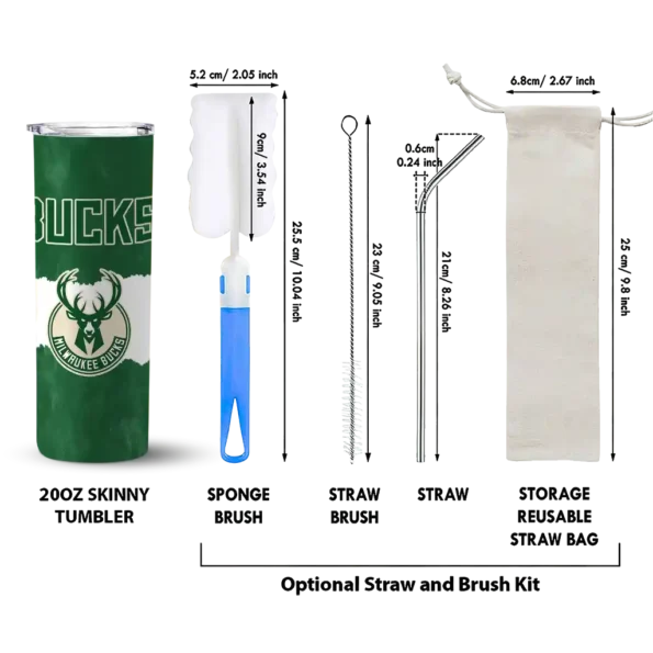customized milwaukee bucks torn band green white skinny tumbler new arrival.webp