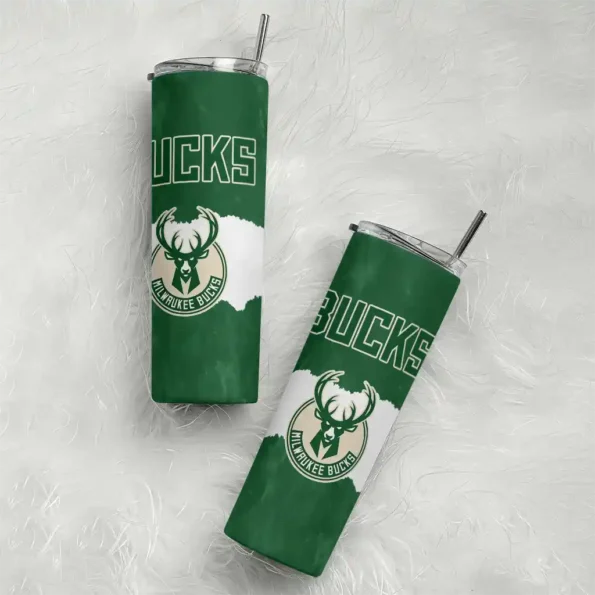 customized milwaukee bucks torn band green white skinny tumbler top rated.webp