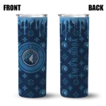 customized minnesota timberwolves camo streak midnight blue skinny tumbler best selling 1.webp