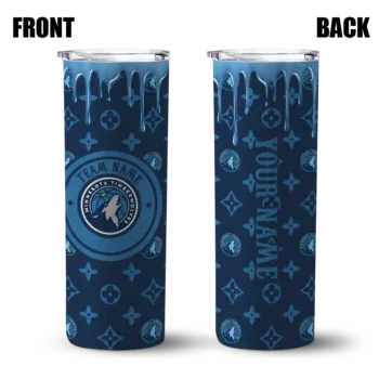 customized minnesota timberwolves camo streak midnight blue skinny tumbler fashion forward.webp