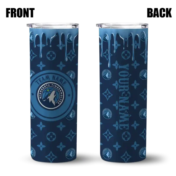customized minnesota timberwolves camo streak midnight blue skinny tumbler fashion forward.webp