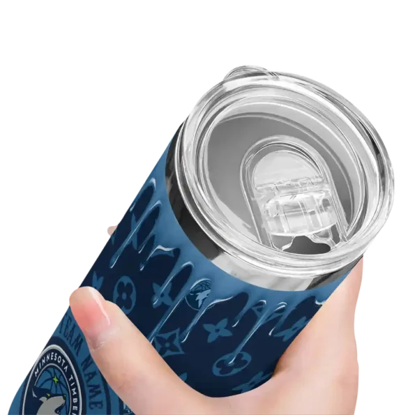 customized minnesota timberwolves camo streak midnight blue skinny tumbler high quality.webp
