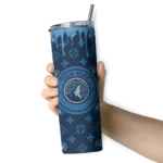 customized minnesota timberwolves camo streak midnight blue skinny tumbler best selling 1.webp