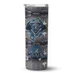 customized minnesota timberwolves chevron v midnight blue gray skinny tumbler best selling.webp