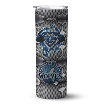 customized minnesota timberwolves chevron v midnight blue gray skinny tumbler best selling.webp