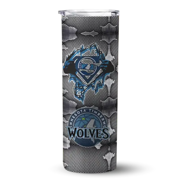 customized minnesota timberwolves chevron v midnight blue gray skinny tumbler best selling.webp