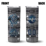 customized minnesota timberwolves chevron v midnight blue gray skinny tumbler best selling 1.webp