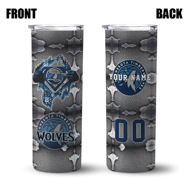 customized minnesota timberwolves chevron v midnight blue gray skinny tumbler fashion forward.webp