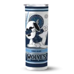 customized minnesota timberwolves snoopy dog midnight blue white skinny tumbler best selling.webp