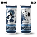 customized minnesota timberwolves snoopy dog midnight blue white skinny tumbler best selling 1.webp