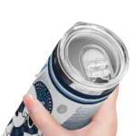 customized minnesota timberwolves snoopy dog midnight blue white skinny tumbler best selling 1.webp