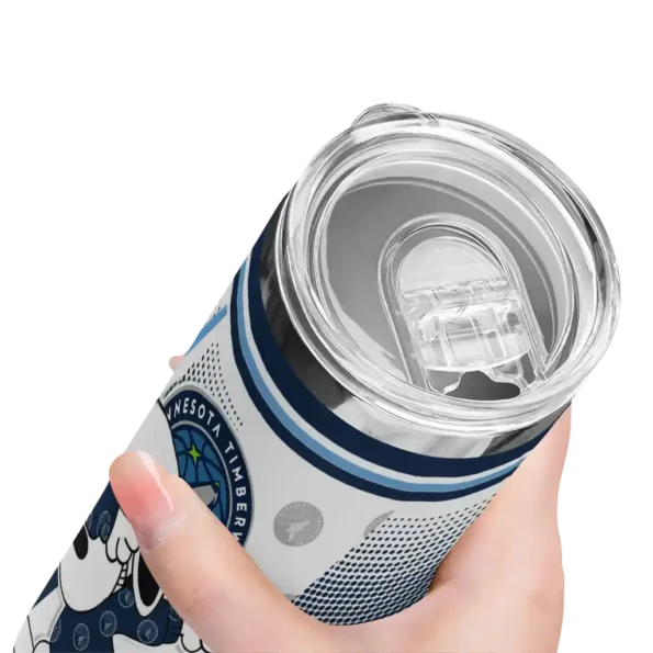 customized minnesota timberwolves snoopy dog midnight blue white skinny tumbler high quality.webp