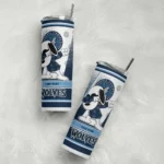 customized minnesota timberwolves snoopy dog midnight blue white skinny tumbler best selling 1.webp