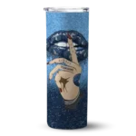 customized minnesota timberwolves sparkle lips midnight blue skinny tumbler best selling.webp