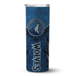 customized minnesota timberwolves spiral burst print midnight blue skinny tumbler best selling.webp