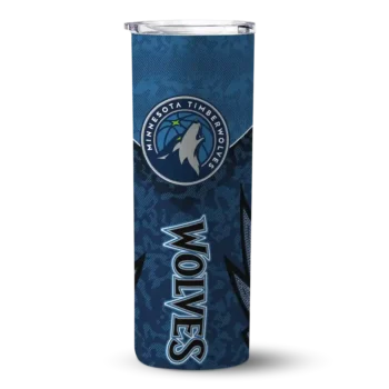 customized minnesota timberwolves spiral burst print midnight blue skinny tumbler best selling.webp