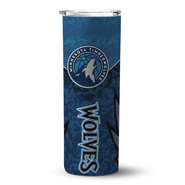 customized minnesota timberwolves spiral burst print midnight blue skinny tumbler best selling.webp