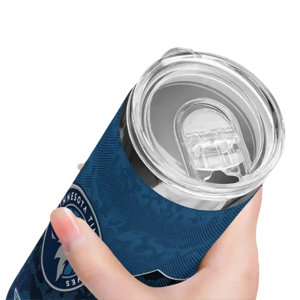 customized minnesota timberwolves spiral burst print midnight blue skinny tumbler high quality.webp