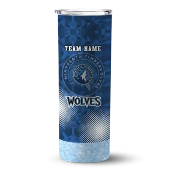 customized minnesota timberwolves starburst tiles midnight blue skinny tumbler best selling.webp