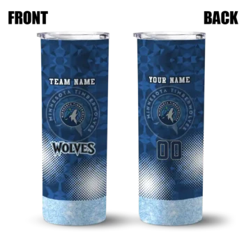 customized minnesota timberwolves starburst tiles midnight blue skinny tumbler fashion forward.webp