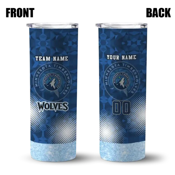 customized minnesota timberwolves starburst tiles midnight blue skinny tumbler fashion forward.webp