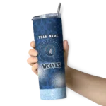 customized minnesota timberwolves starburst tiles midnight blue skinny tumbler best selling 1.webp