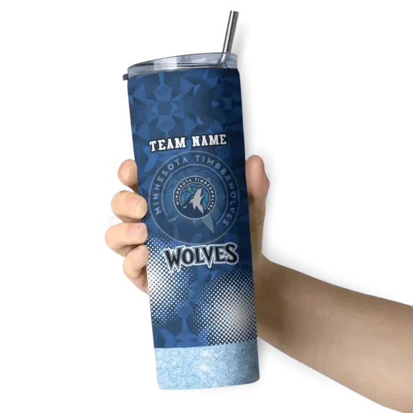 customized minnesota timberwolves starburst tiles midnight blue skinny tumbler premium grade.webp