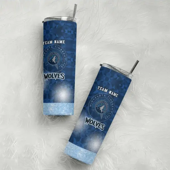 customized minnesota timberwolves starburst tiles midnight blue skinny tumbler top rated.webp