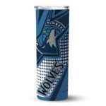 customized minnesota timberwolves web stripes midnight blue white skinny tumbler best selling.webp