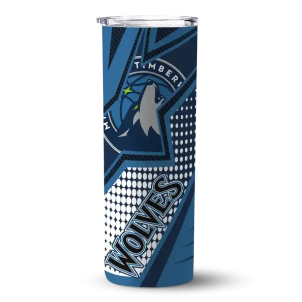 customized minnesota timberwolves web stripes midnight blue white skinny tumbler best selling.webp