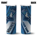 customized minnesota timberwolves web stripes midnight blue white skinny tumbler best selling 1.webp