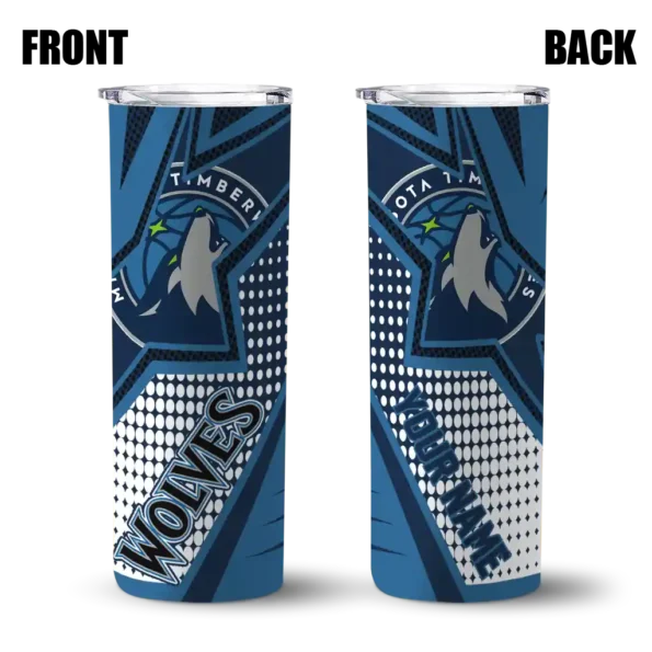 customized minnesota timberwolves web stripes midnight blue white skinny tumbler fashion forward.webp