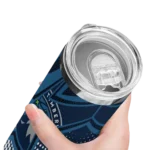 customized minnesota timberwolves web stripes midnight blue white skinny tumbler best selling 1.webp