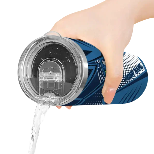 customized minnesota timberwolves web stripes midnight blue white skinny tumbler latest model.webp