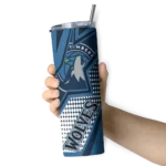 customized minnesota timberwolves web stripes midnight blue white skinny tumbler best selling 1.webp