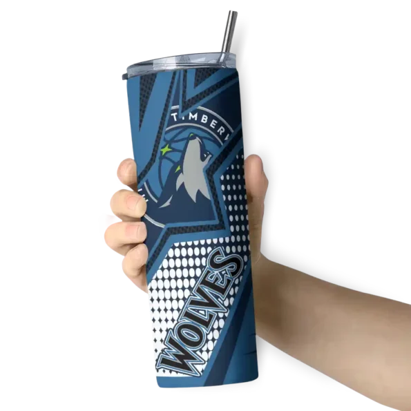 customized minnesota timberwolves web stripes midnight blue white skinny tumbler premium grade.webp