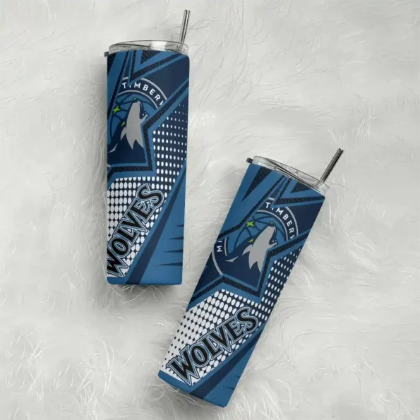 customized minnesota timberwolves web stripes midnight blue white skinny tumbler top rated.webp