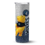 customized minnesota timberwolves winnie the pooh midnight blue gray skinny tumbler best selling.webp