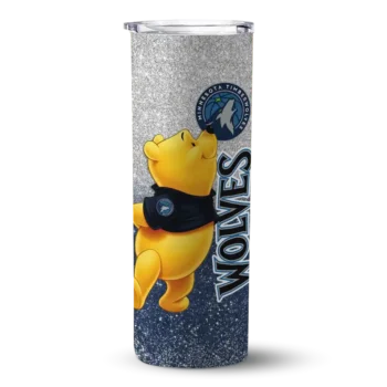 customized minnesota timberwolves winnie the pooh midnight blue gray skinny tumbler best selling.webp