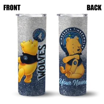 customized minnesota timberwolves winnie the pooh midnight blue gray skinny tumbler fashion forward.webp