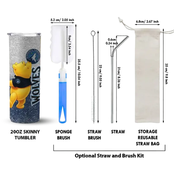 customized minnesota timberwolves winnie the pooh midnight blue gray skinny tumbler new arrival.webp