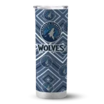 customized minnesota timberwolves zipper leopard midnight blue skinny tumbler best selling.webp
