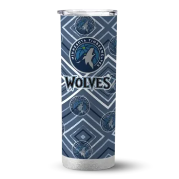 customized minnesota timberwolves zipper leopard midnight blue skinny tumbler best selling.webp