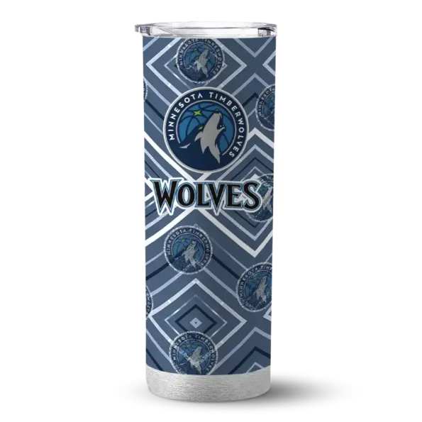 customized minnesota timberwolves zipper leopard midnight blue skinny tumbler best selling.webp
