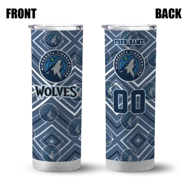 customized minnesota timberwolves zipper leopard midnight blue skinny tumbler fashion forward.webp