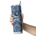 customized minnesota timberwolves zipper leopard midnight blue skinny tumbler best selling 1.webp