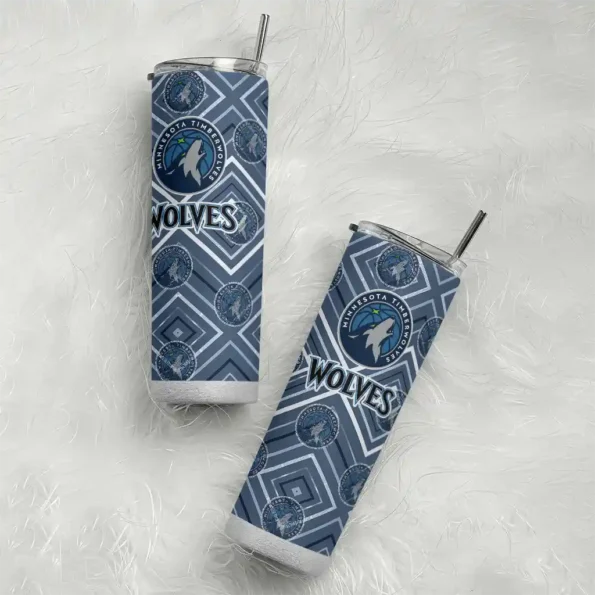 customized minnesota timberwolves zipper leopard midnight blue skinny tumbler top rated.webp