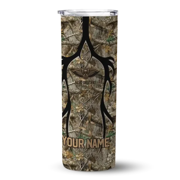 customized new orleans pelicans antler flow camo skinny tumbler best selling 1.webp