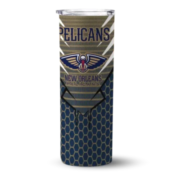 customized new orleans pelicans chevron stripes navy skinny tumbler best selling 1.webp